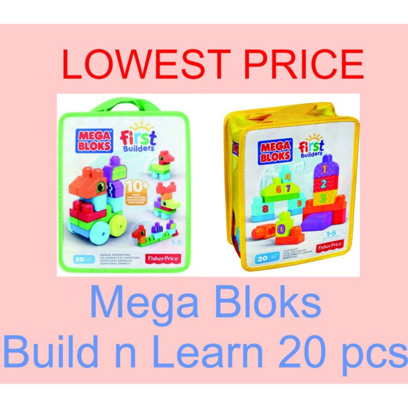 Fisher Price Mega Bloks Megabloks Build N' Learn 1-2-3 123 / Animal Adventures Count 20pcs 20 pcs