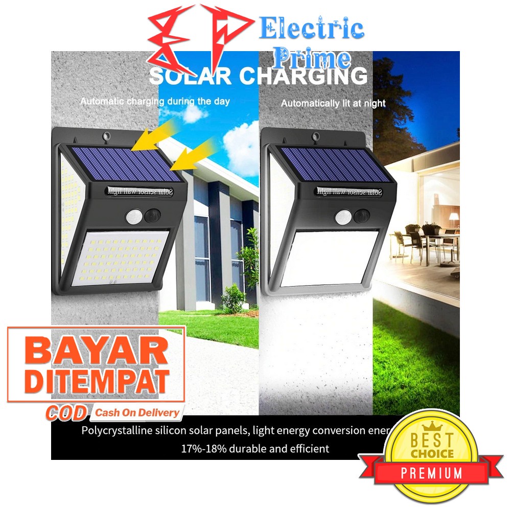 Lampu Taman Tenaga Surya 144 Titik LED Solar Motion Sensor TRIPLEDI Light IP65 Waterproof PIR Outdoor