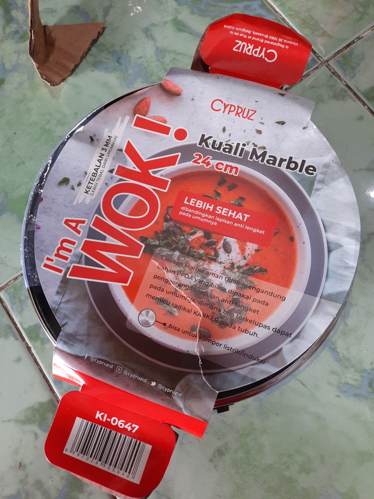 Cypruz Kuali 24cm 24 Cm Wajan Marble Granit Coating Series Ceramic Plus Tutup Kaca Ki0647 Ki 0647