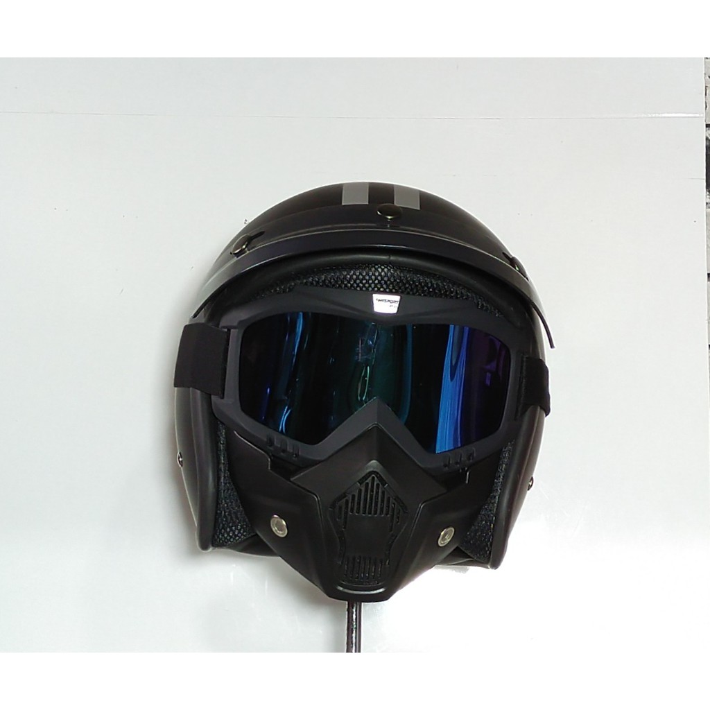 helm bogo dewasa motif pet pendek kacamata google