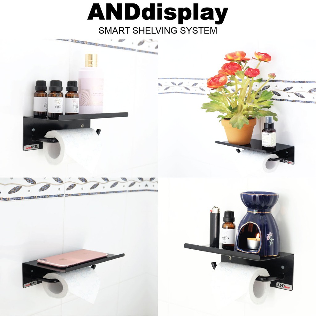 TEMPAT TISSUE KAMAR MANDI HOLDER WC TISU GULUNG TOILET GANTUNGAN ZEN HITAM