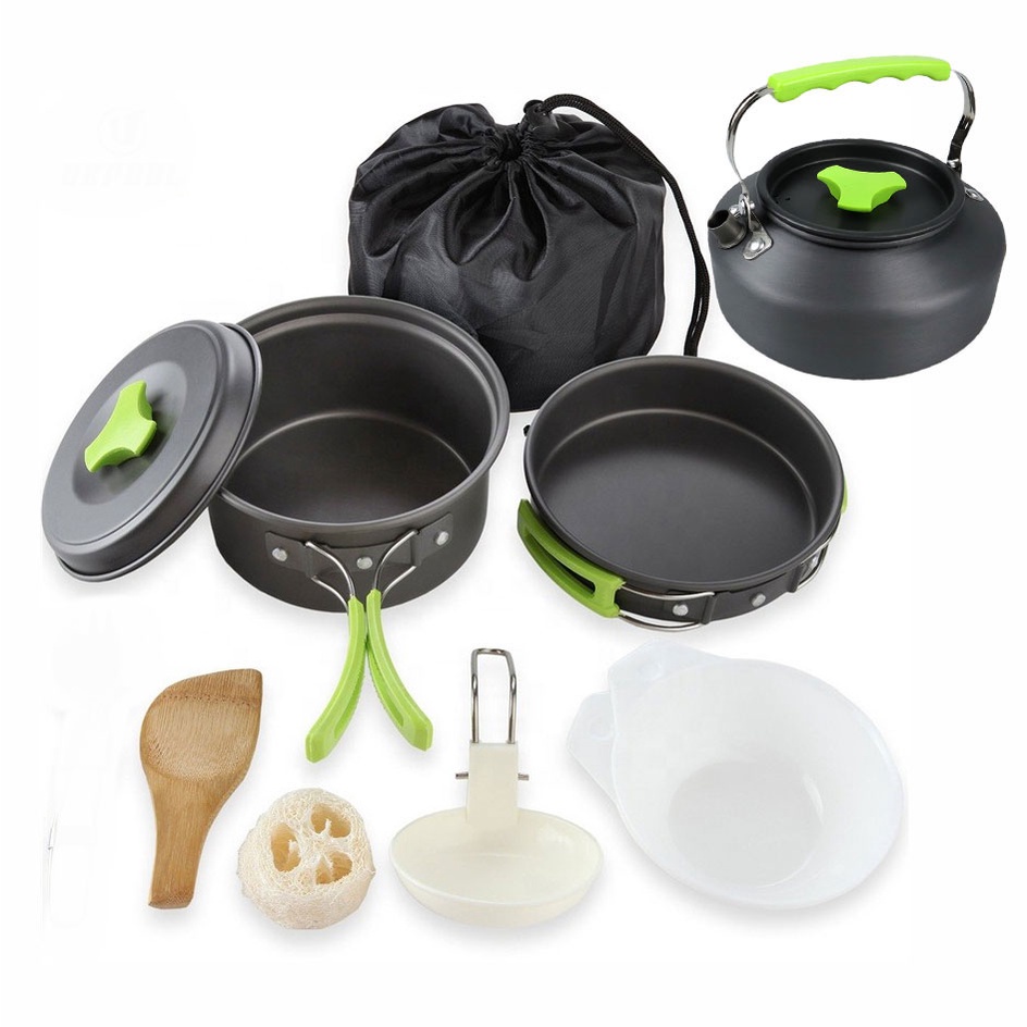 Panci Masak Cooking Set Camping Outdoor 7 PCS - DS-308 - Black