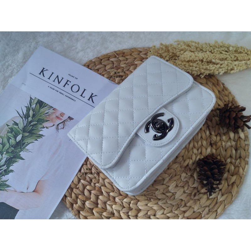 TAS RANTAI CHANNEL TAS WANITA PUTIH CHANEL RANTAI