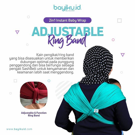 Bayiku Upgrade XXL Geos 2in1 With Sashbelt Instant Baby Wrap Sash Belt Gendongan Bayi