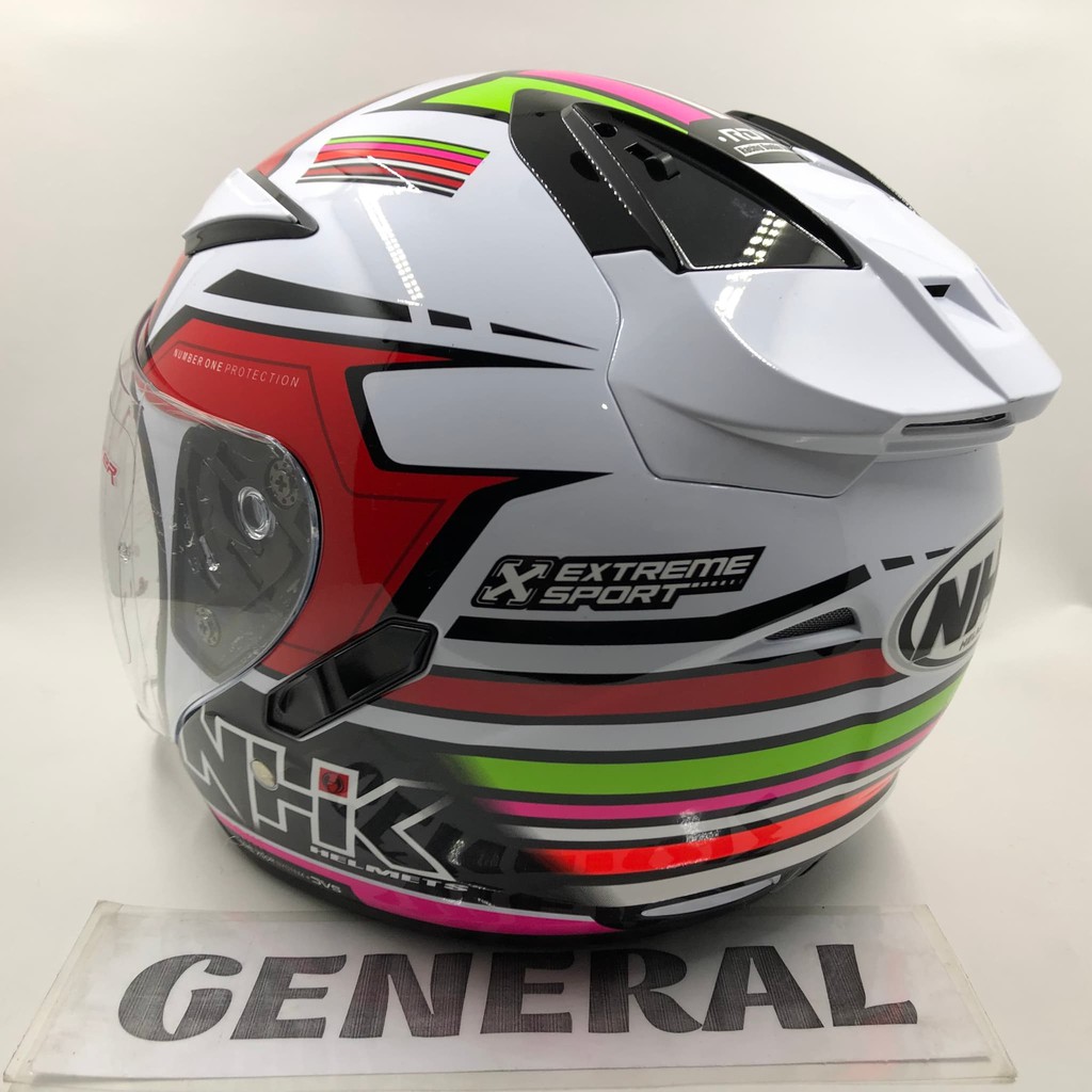 GOYANG HARGA:: Helm NHK R1 Motif Rainbow White Red Putih Merah Double Visor BERKUALITAS