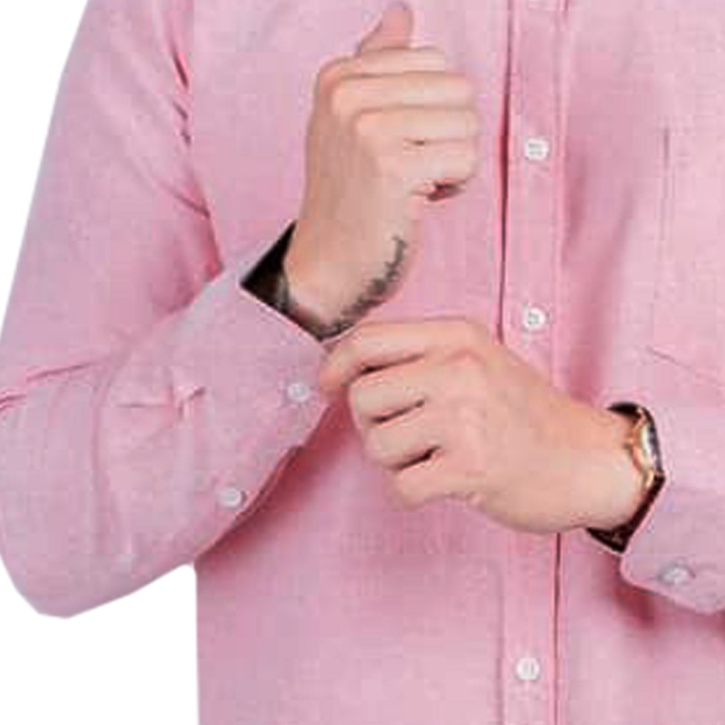 Kemeja Formal Pria Polos Lengan Panjang Bahan Katun - Pink