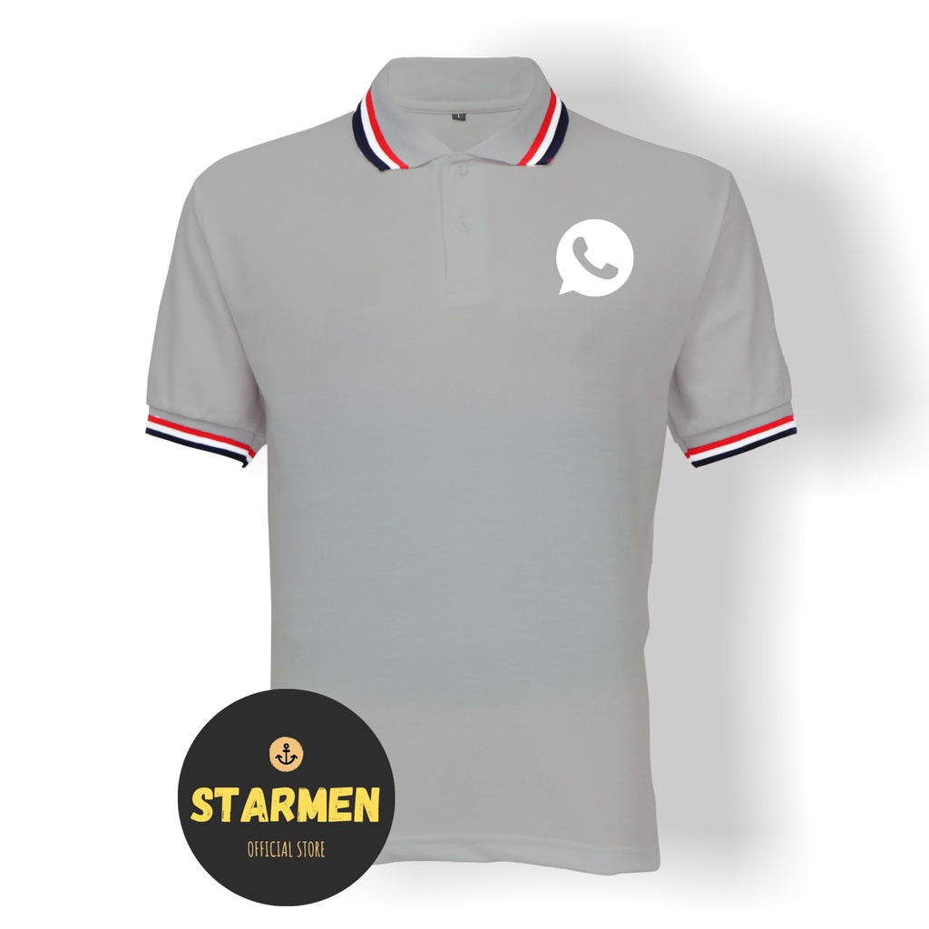 Kaos Polo Shirt Pria Kerah Logo WHATSAPP