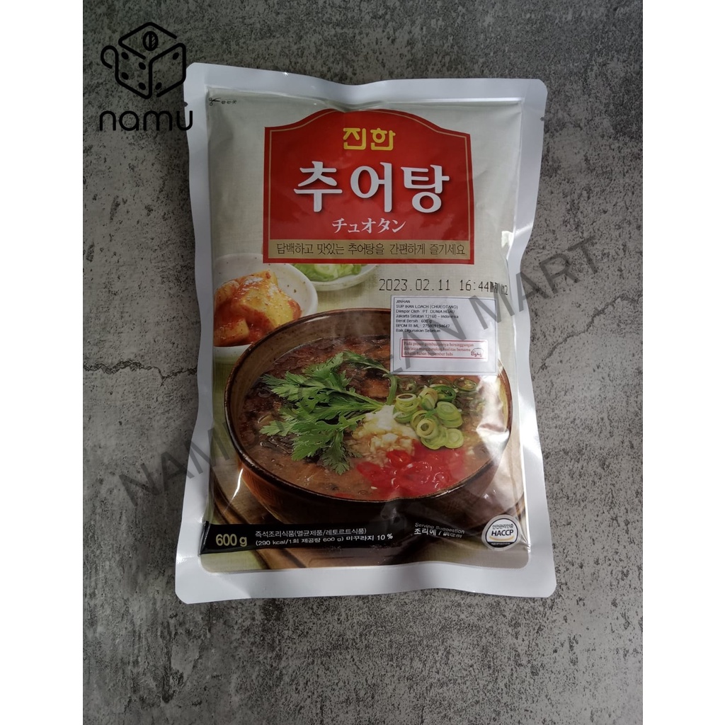 

Jinhan Sup Ikan Loach Chueotang 600gr / Sup Instan Ikan Loach / Makanan Instan Rasa Ikan Loach / Makanan Instan