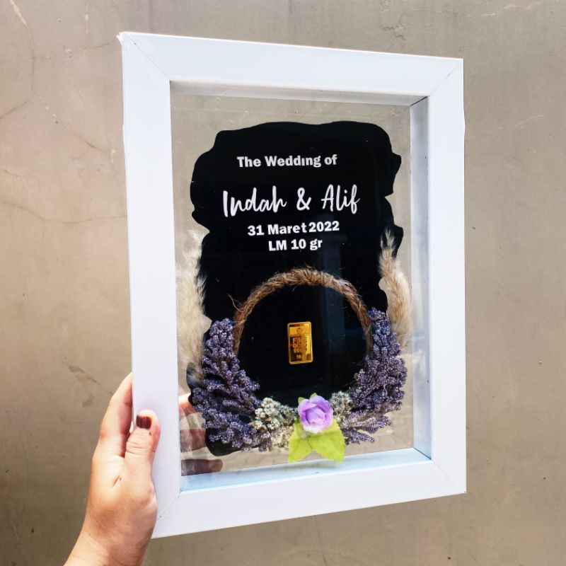 MAHAR PERNIKAHAN | CUSTOM BINGKAI MAHAR 3D | BINGKAI MAHAR AKRILIK 34X25X4 | BINGKAI MAHAR KAYU 24X2