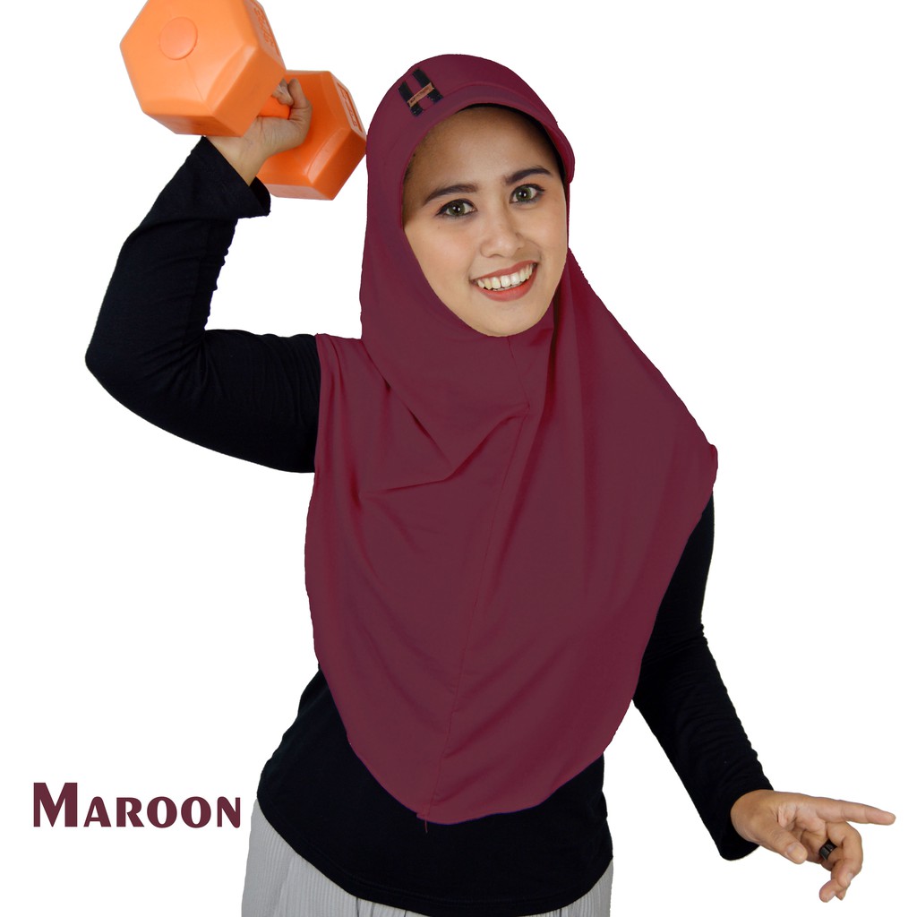 DAFFA moeslem/HIJAB SPORTY/KERUDUNG TOPI JERSI-Maroon