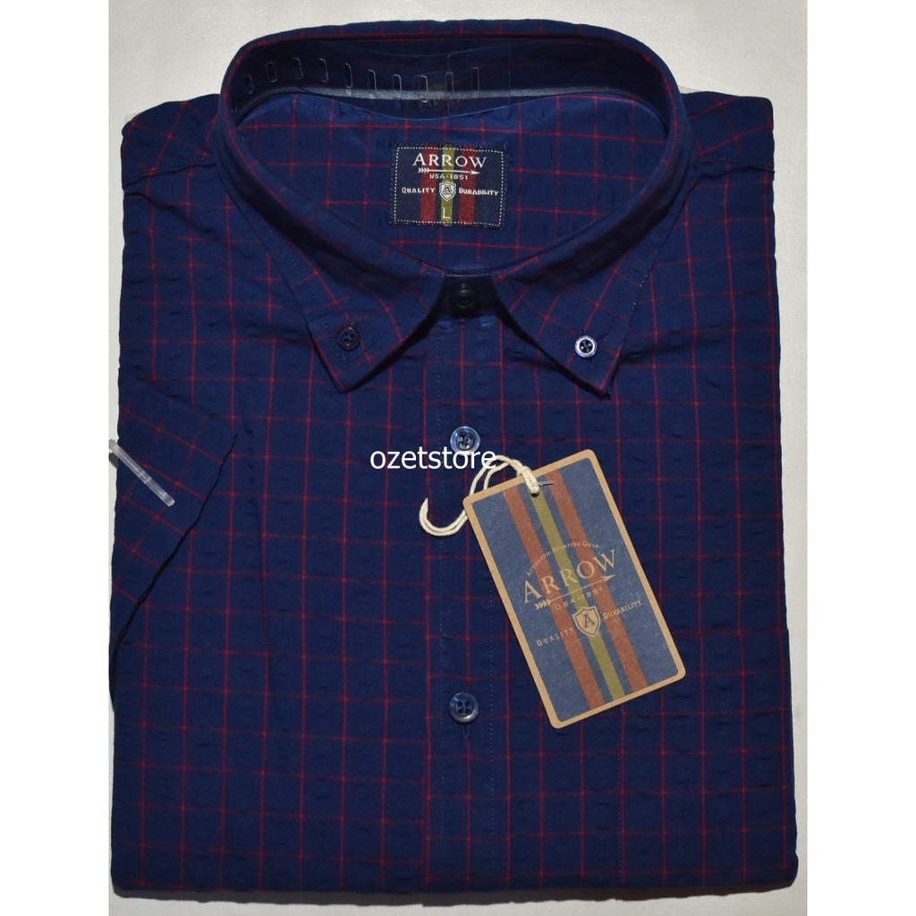 Kemeja Pria Casual Lengan Pendek ARROW Navy Reguler KAR01 ORI