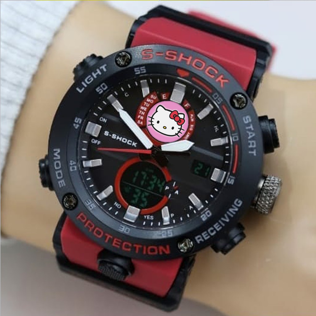 (EXCLUSIVE) Jam Tangan HELLO KITY Double Time - Tali Merah