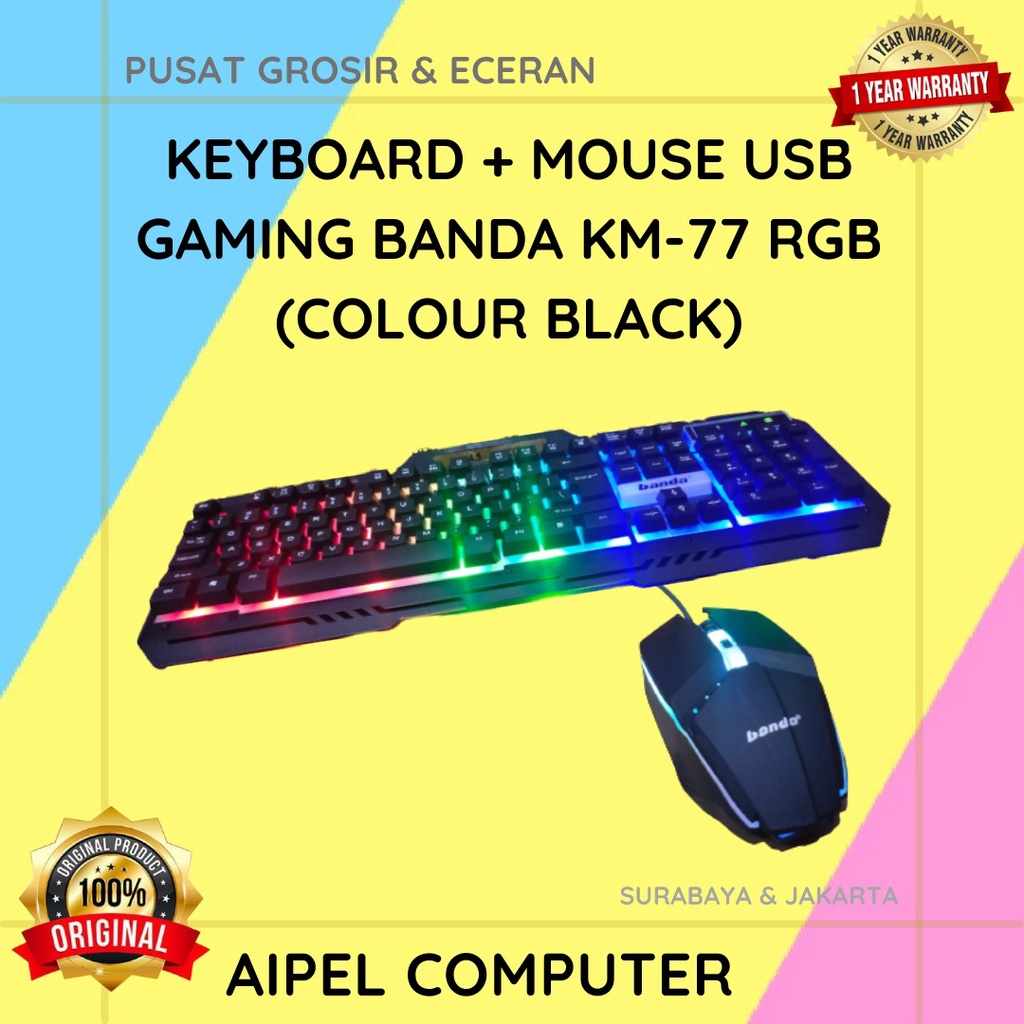 KM77 | KEYBOARD + MOUSE USB GAMING BANDA KM-77 RGB (COLOUR BLACK)