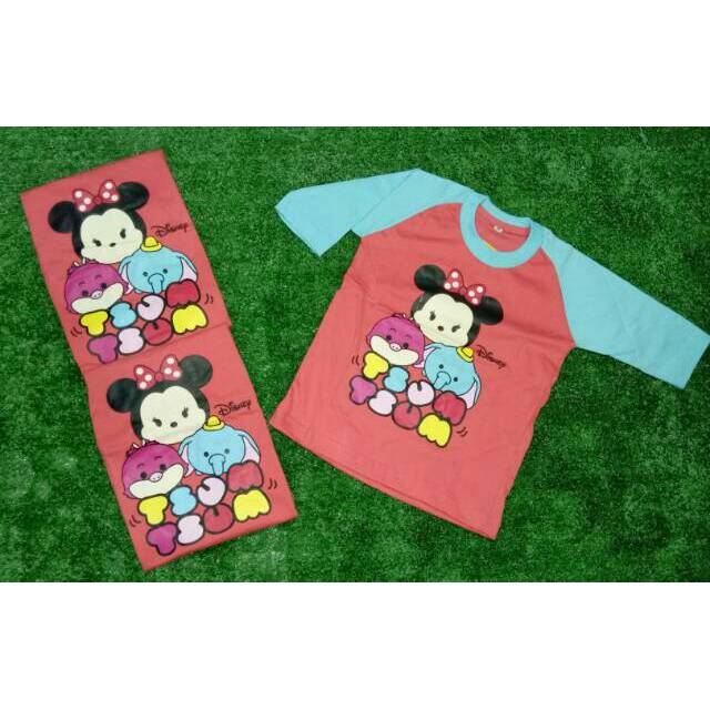 Kaos Anak / Kaos Karakter / Baju Anak / Baju Karakter / Kaos Raglan Tsum Tsum Peach