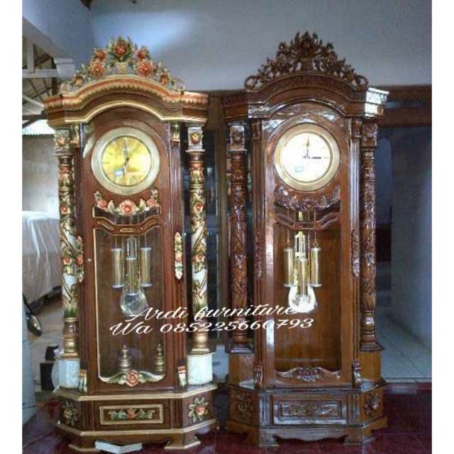 Lemari jam hias jam ukir mawar ukir jepara