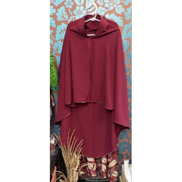 DNA Clothing-Indonesia Gamis Batik Maroon + Jilbab (1 Set)