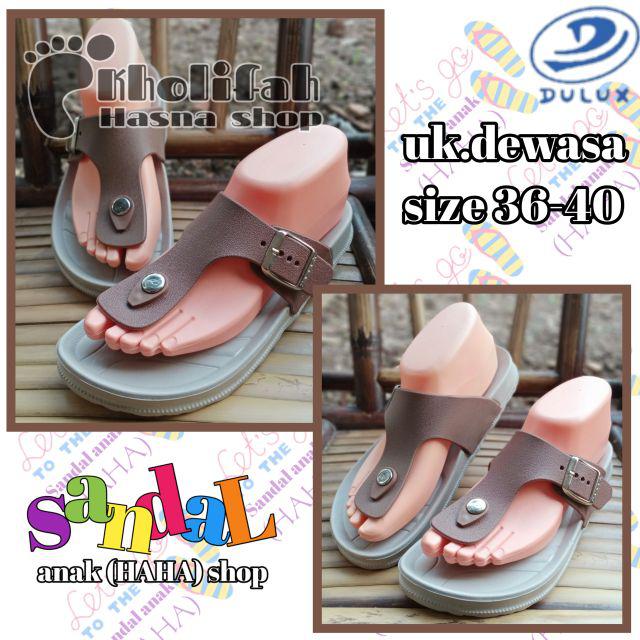 Sandal jepit perempuan dewasa 36-40 dulux 213B (6b)-Krem tali coklat