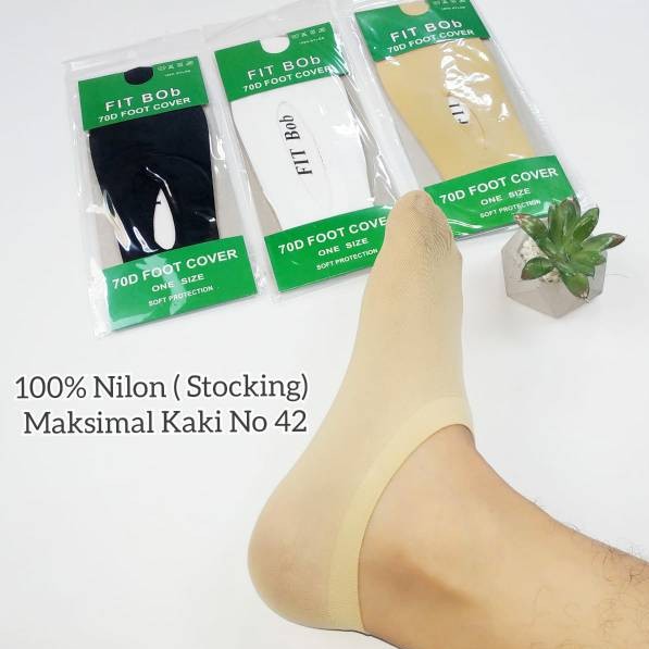 Kaos Kaki Wanita Pria Unisex Invisble Socks Stocking Fitbob Hitam Cream  / Hidden Socks Fit Bob