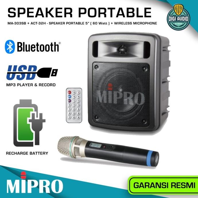 SPEAKER PORTABLE BLUETOOTH WIRELESS MICROPHONE MIPRO MA-303SB ACT-32H SDF651651E