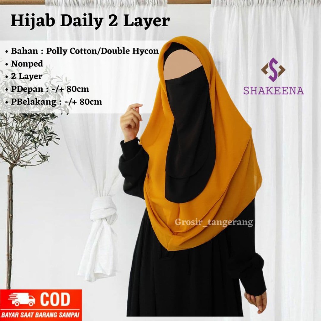 Jilbab segitiga instant- Hijab segitiga 2 layer instant