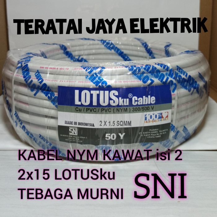 Jual Kabel Listrik 2X15/KABEL Nym Lotus SNI 2x15 50meter Diskon
