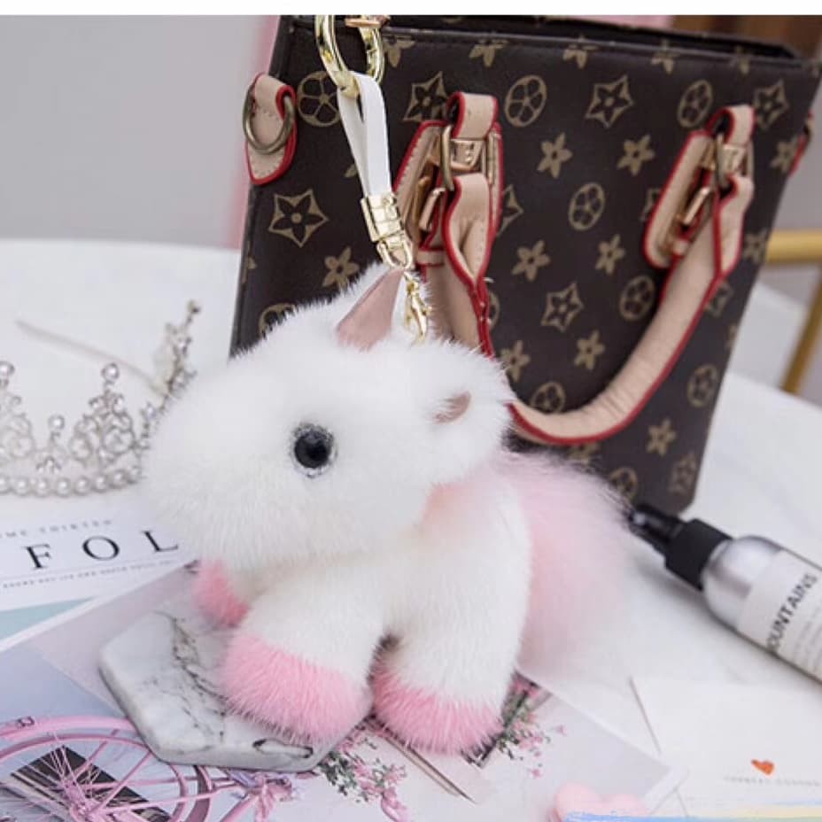 unicorn mink fur bagcharm 13cm