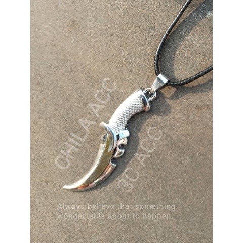 Kalung Tali Liontin PISAU COMBAT KNIFE GAUL METAL Fashion pria Wanita Gold Silver Black