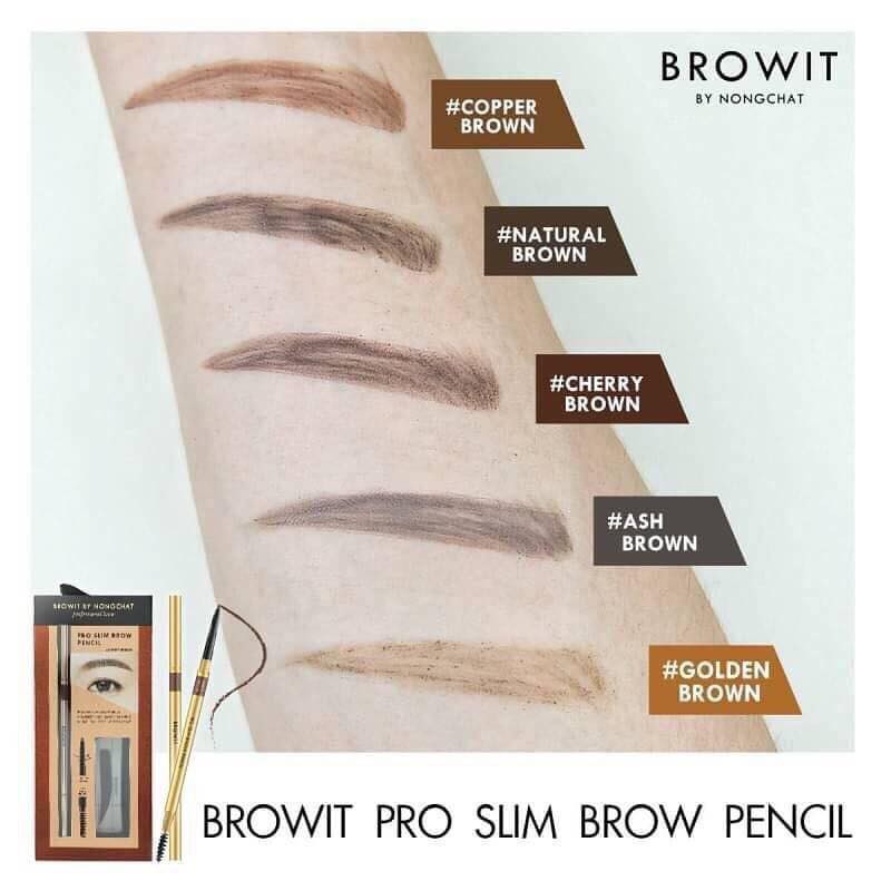 Browit Pro Slim Brow Pencil By Nongchat | Pensil Alis by Nongchat Eyebrow Pencil