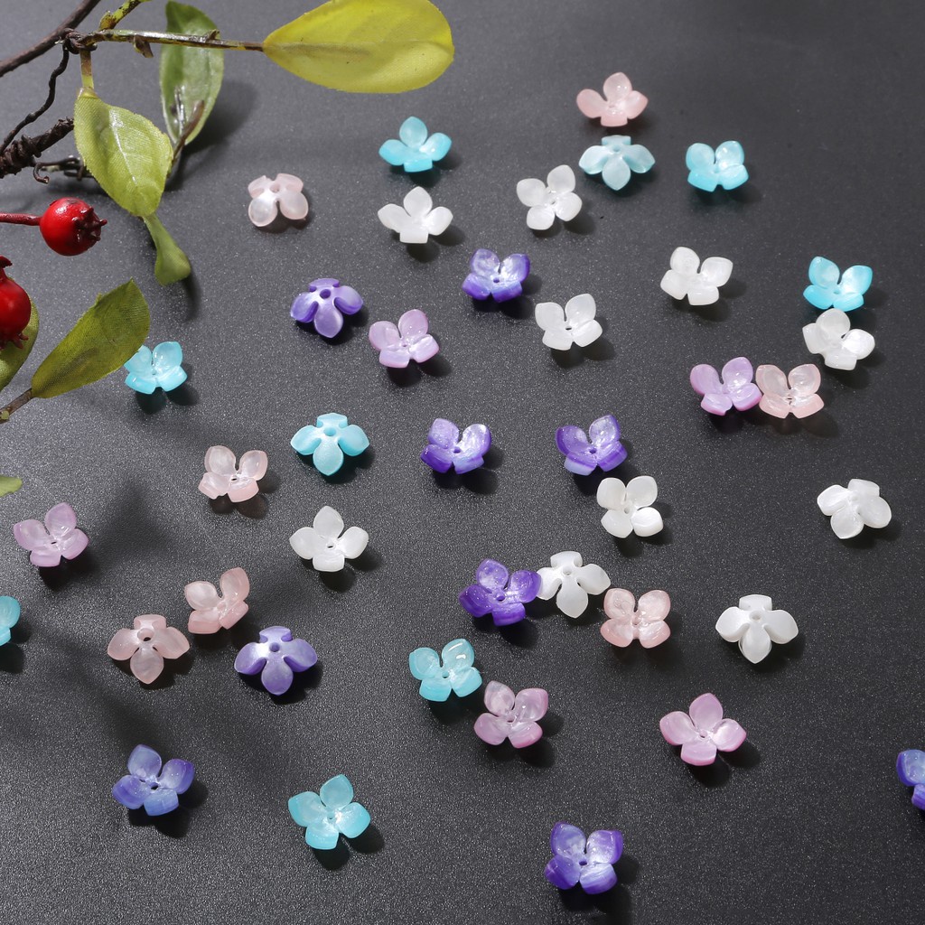 14mm1.5mm Fower Petals Lampwork Beads Pendant Charm Glass Beads DIY Bracelet Necklace For DIY Jewelry Making Hair Accessories