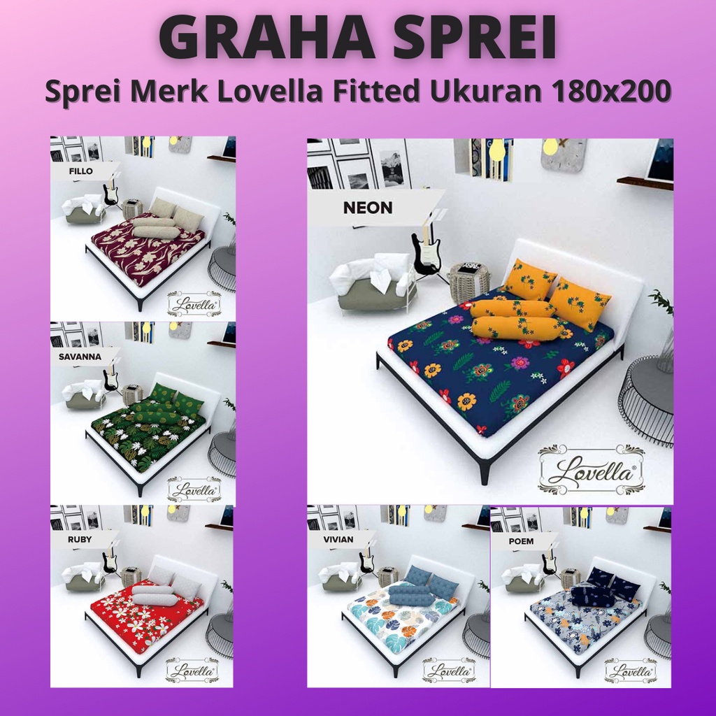 Sprei Merk Lovella Fitted Ukuran 180x200-Variasi 2