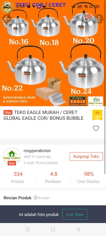 Teko Eagle / Ceret Eagle / Teko Aluminium Global Eagle / Bonus Bubble Wrap Murah