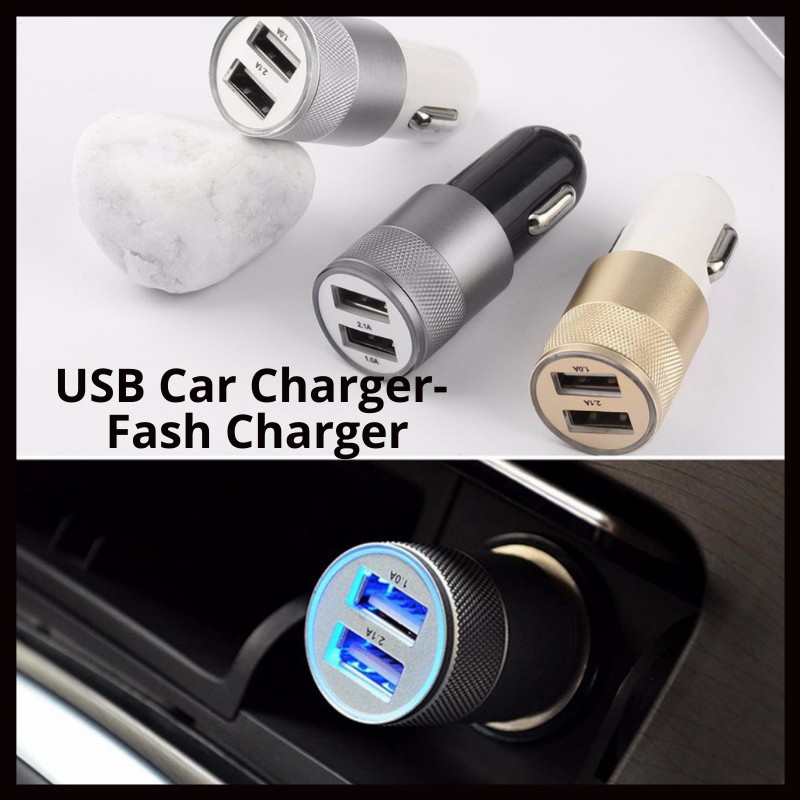 Fash Charger Dual USB Car Charger Usb Charger Mobil Car Charger Mobil Quick Charger Colokan Charger