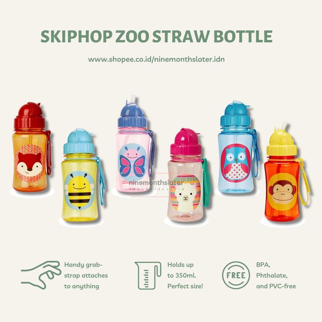 Skip Hop Kids Zoo Straw Bottle Llama - Botol Minum Skiphop Anak Balita Bayi Sedotan Sedot Water