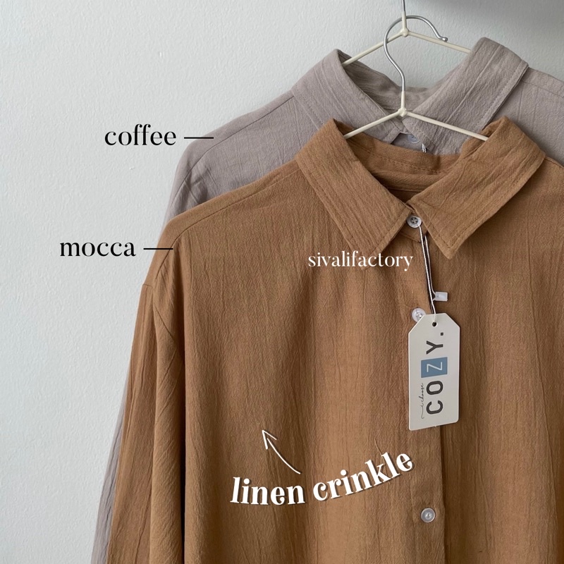 SIVALI Anna Shirt - Kemeja Oversize Linen Wanita 999 - Linen Shirt - Atasan Wanita Lengan Panjang