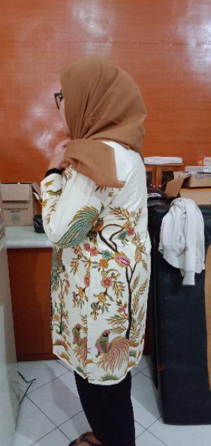 Batik Tunik Shibori Jumputan Terbaru All Size 106cm / Hrb026 Yelbor Navbor / Biru Putih / Original