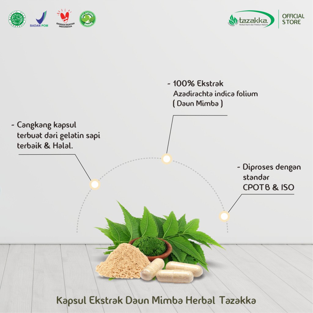 Kapsul Daun Mimba Memelihara kulit dan anti jamur/bakteri | HALAL MUI | ORIGINAL