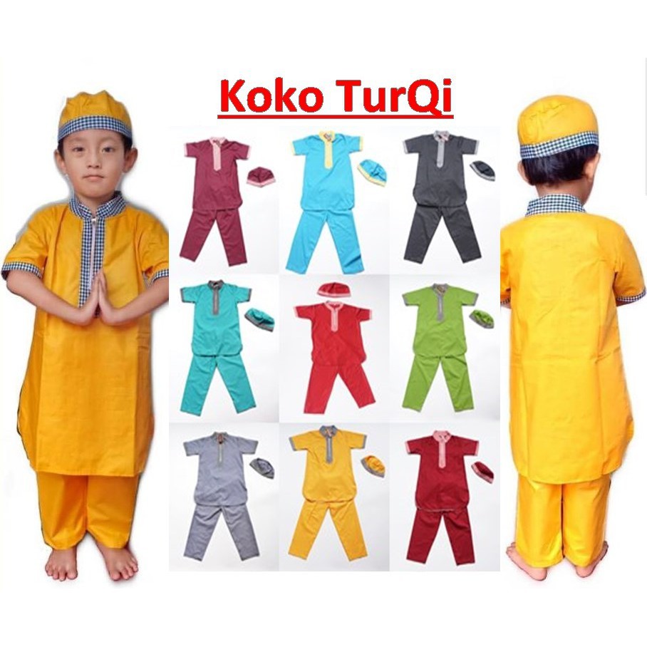 Setelan Koko Turqi Peci 4-7 Tahun Anak Koko Peci Anak