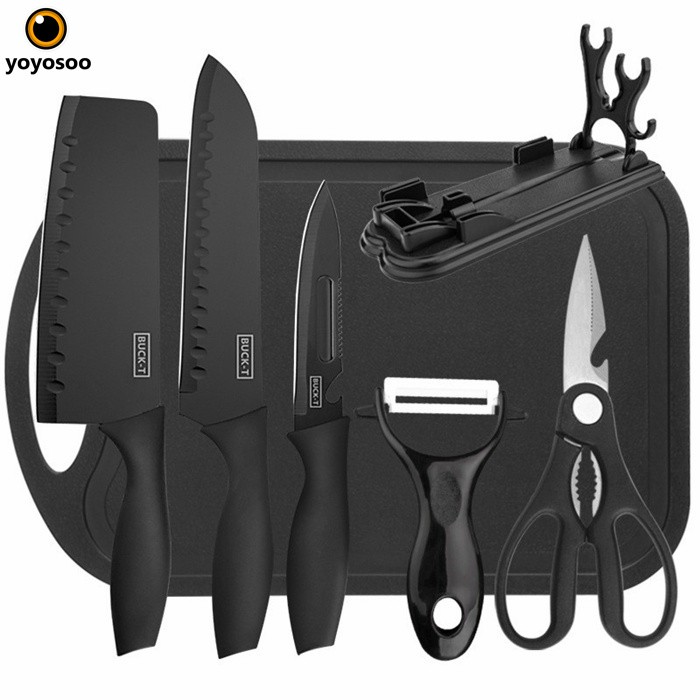 PISAU SET 7 IN 1 TALENAN /Poenscae KITCHEN KNIFE SET / Pisau Dapur Set FREE TALENAN MURAH IMPORT