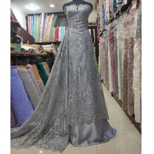 Kain Tile Brokat Majestic Rain Dress A D#4 No 1 Silver.