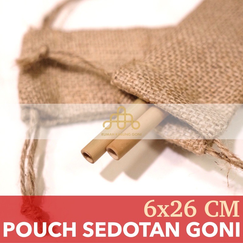 Pouch Sedotan Kayu  6x26cm Pouch Alat makan Stainless - Kantung Sedotan - Wadah Goni Panjang