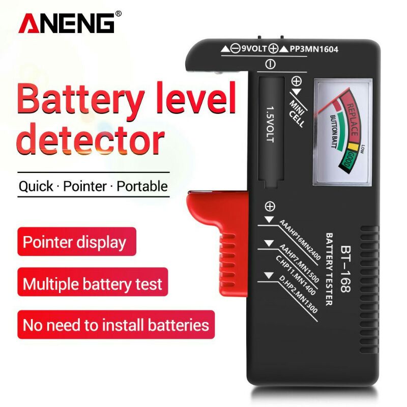 Tester Baterai Capacity Checker Bateray AA AAA Display Analog Bt-168