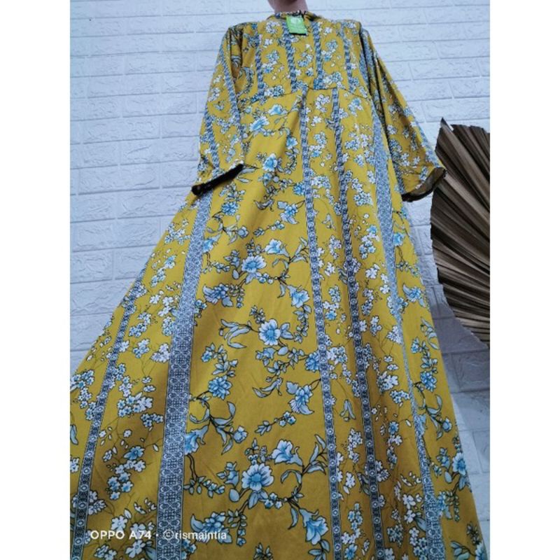 GAMIS AMORA MOTIF TERBARU JUMBO LD 120 / BUSUI LENGAN KERUT GAMIS TERBARU TERLARIS GAMIS MOTIF TUMPAL MAXMARA SATIN SILK BUNGA TERATAI TERLARIS