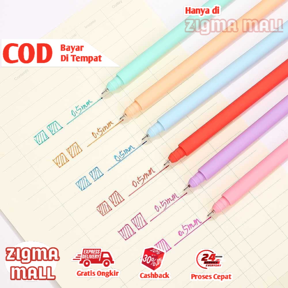 

COD Gel Pen Pulpen 0.5mm 6 PCS Bolpoin Rainbow Pena Bulpen Warna Warni Murah Bolpen Alat Tulis