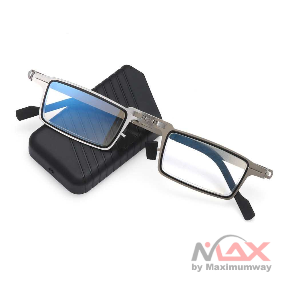 Macamata Baca lipat Plus dengan Anti Radiasi Monitor komputer Pria Wanita unisex bonus Case 1.0, 1.5, 2.0, 2.5 Anti UV FANCC Kacamata Baca Rabun Dekat Folding Anti Blue Light Rabun dekat membesar Compact Spring Hinge for Men &amp; Women Reading Glasses