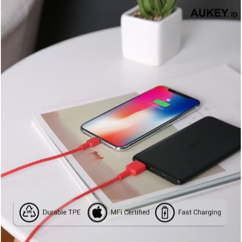 Aukey Lightning Cable Braided Nylon MFI CB-AL1 Apple 1.2 Meter