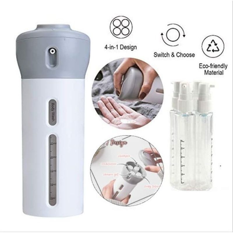 BOTOL TRAVEL 4 In 1 Dispenser Shampo Sabun Hand Sanitizer