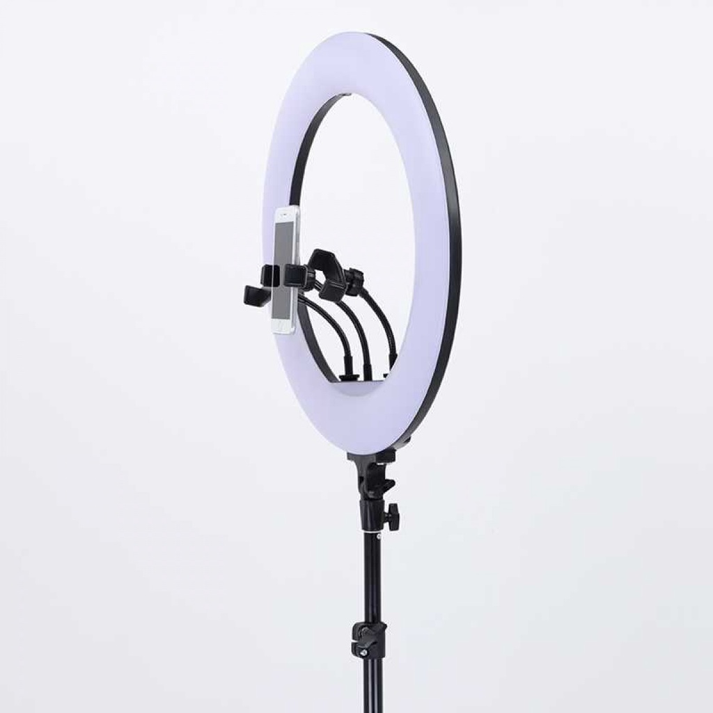 Lampu LED Halo Ring Light 18 Inch 3 Holder Tripod 200CM