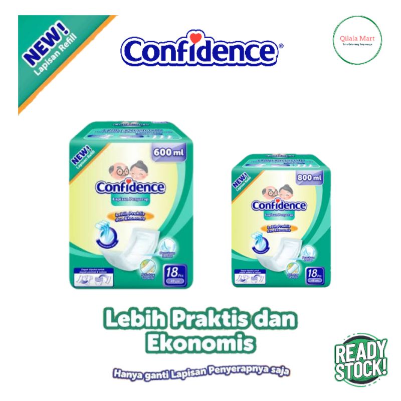 CONFIDENCE Insert Pads Pad 800ml 800 ml Lapisan Penyerap Refill Popok Dewasa 600ml 600