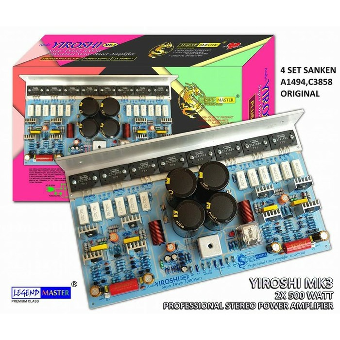 KIT POWER YIROSHI MK3 1000W STEREO AMPLIFIER PLUS PSU PROTEKTO SPEAKER PROTECTOR PROTEK TR SANKEN ASLI ORI A1494 C3858 2X500W 2 X 500W LEGEND MASTER ASLI ORI ORIGINAL 2SA1494 2SC3858 AMPLI LEGEND MASTER ASLI ORI ORIGINAL