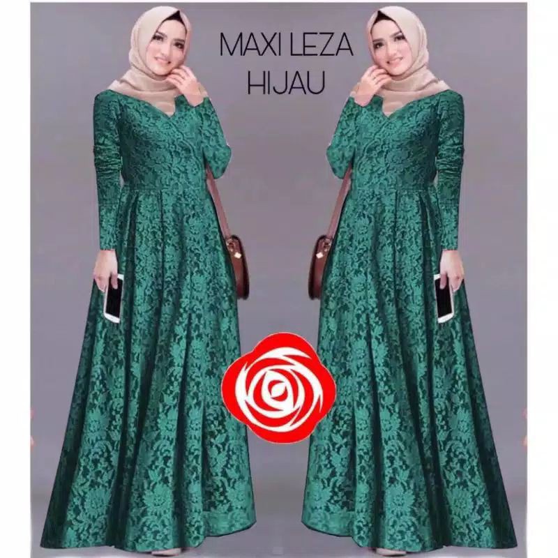 COD-Gamis Maxi Leza/Gamis Brokat/Fashion muslim pilihan/Gamis Kondangan/Gamis Terlaris/termurah
